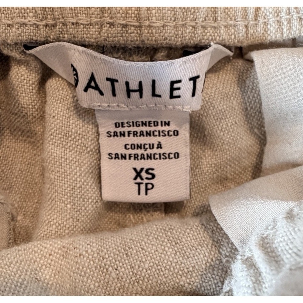 Athleta Retreat Linen Mid Rise 3" Short Undyed Size XS Beige Zip Pockets - Picture 2 of 8